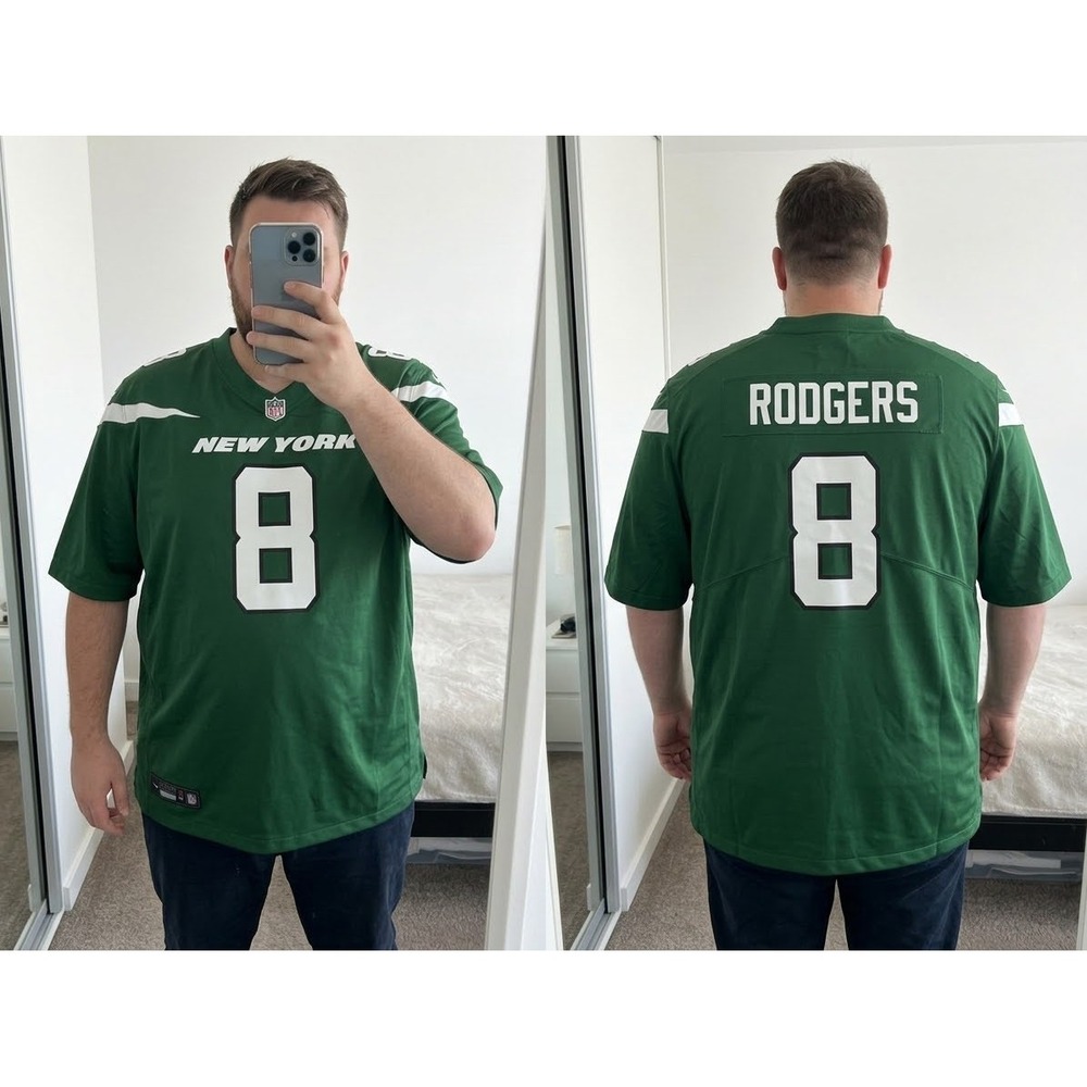 Nike New York Jets Aaron Rodgers #8 Game Jersey Gotham Green Mens 4XL NWT